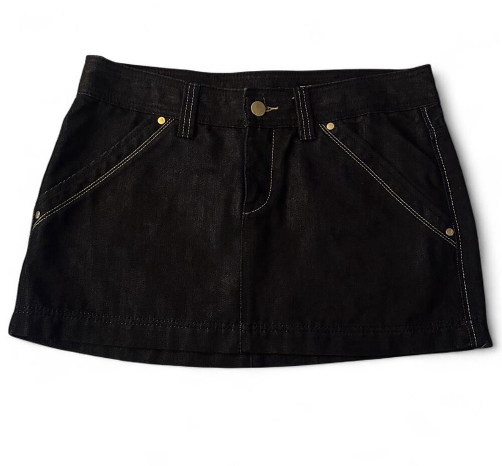 NWT EXPRESS WOMENS DARK BLUE W/GLITTERED POCKETS DENIM MINI SKIRT SIZE 10